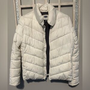 White Puffer Coat - Women Medium